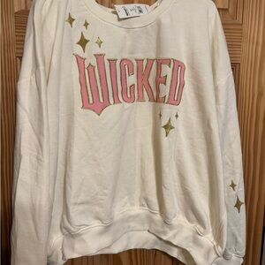 Wicked Women's White and Gold Crew Neck Sweater